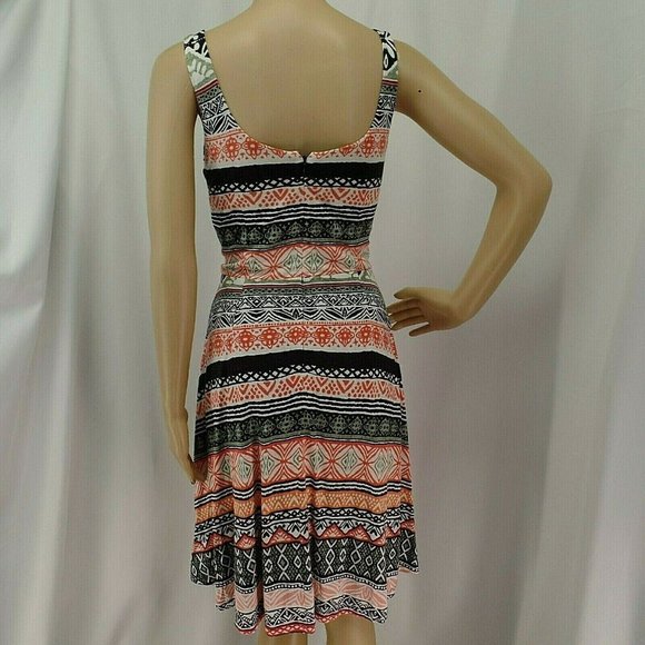 "LOFT" MULTICOLOR GEO PRINT SLEEVELESS A-LINE DRESS SIZE: 2 NWT - Picture 8 of 8